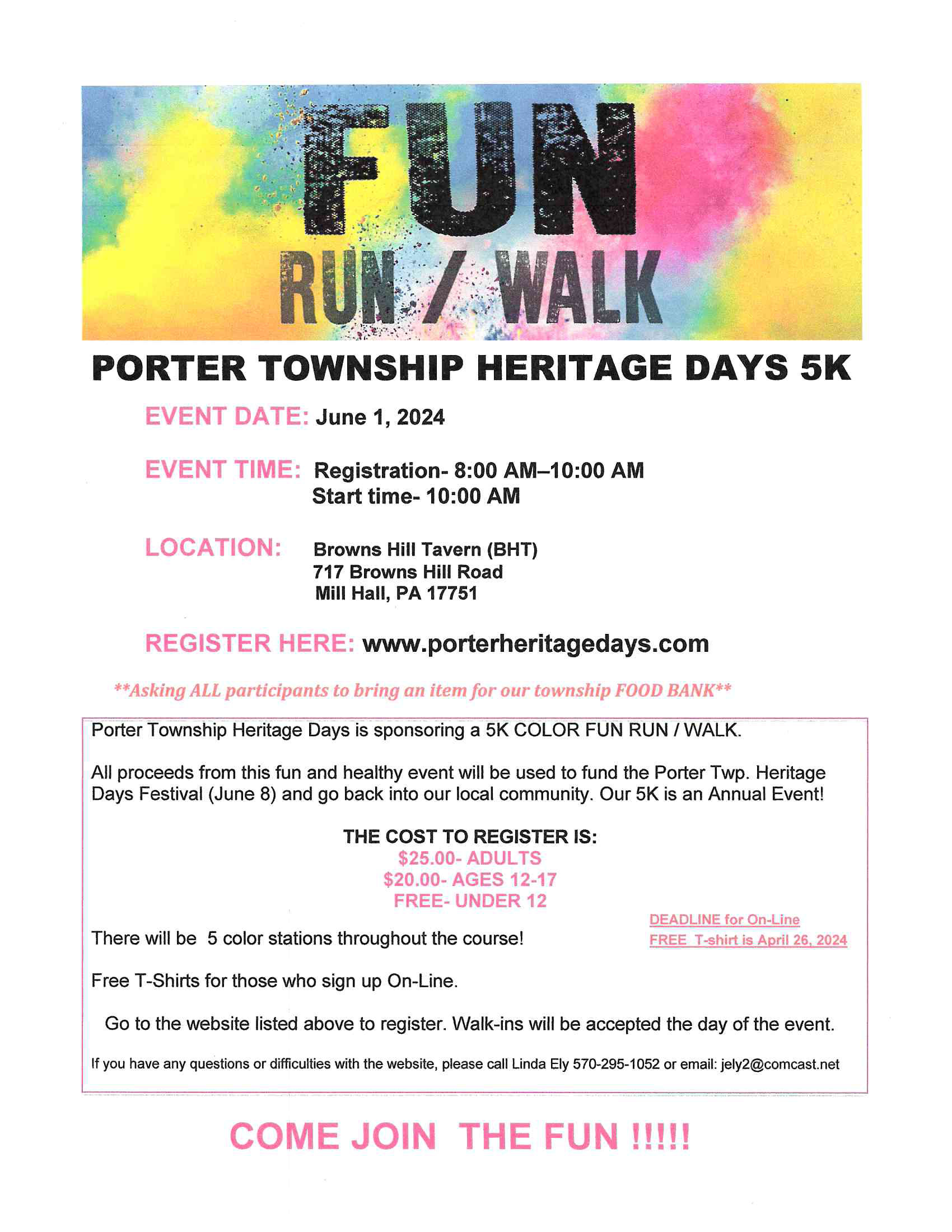 Color Run Porter Township Heritage Days